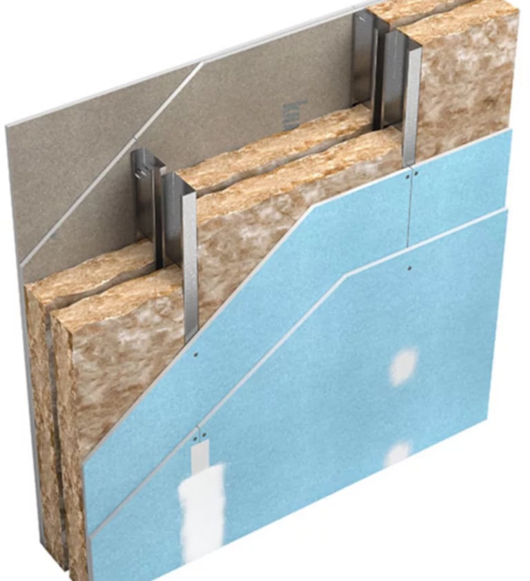 Acoustic drywall partition installation Knauf system Dubai